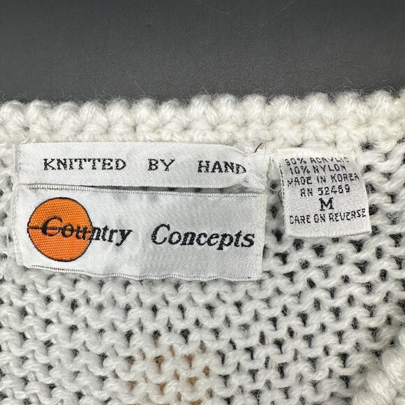 Vintage Sweater Vest 1980s Hand Knitted Geometric Country Concepts Korea Medium - Picture 4 of 4